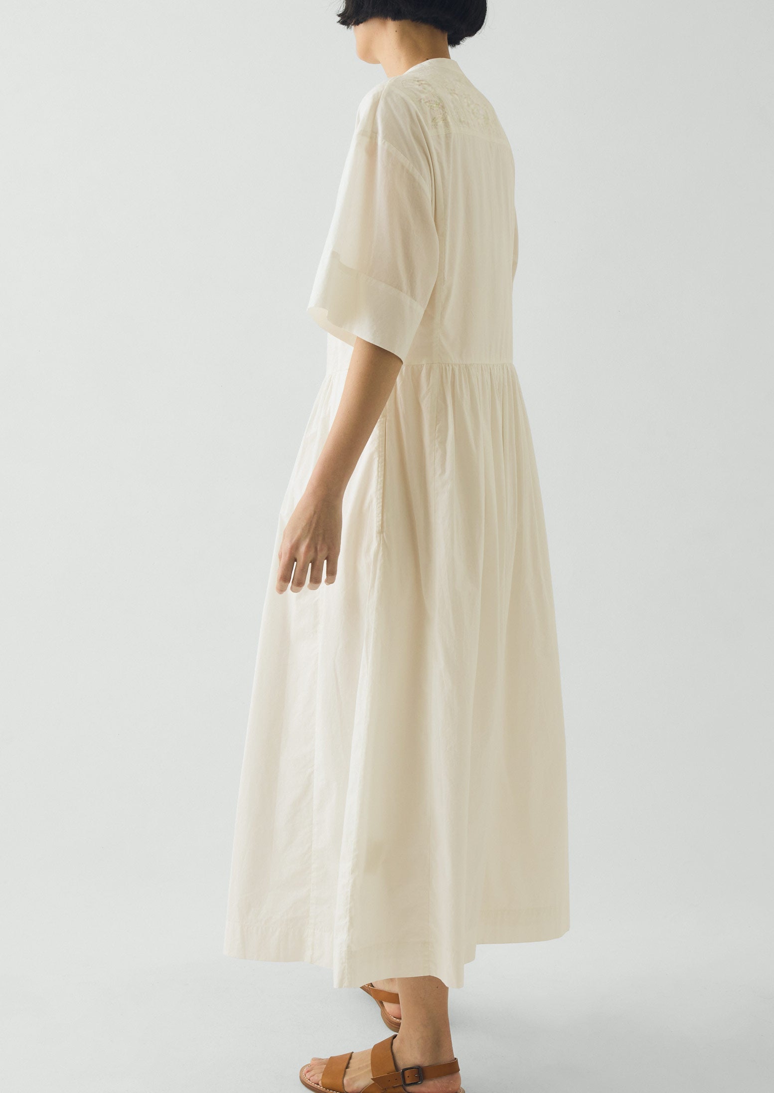 Embroidered Cotton Voile Dress | Chalk White