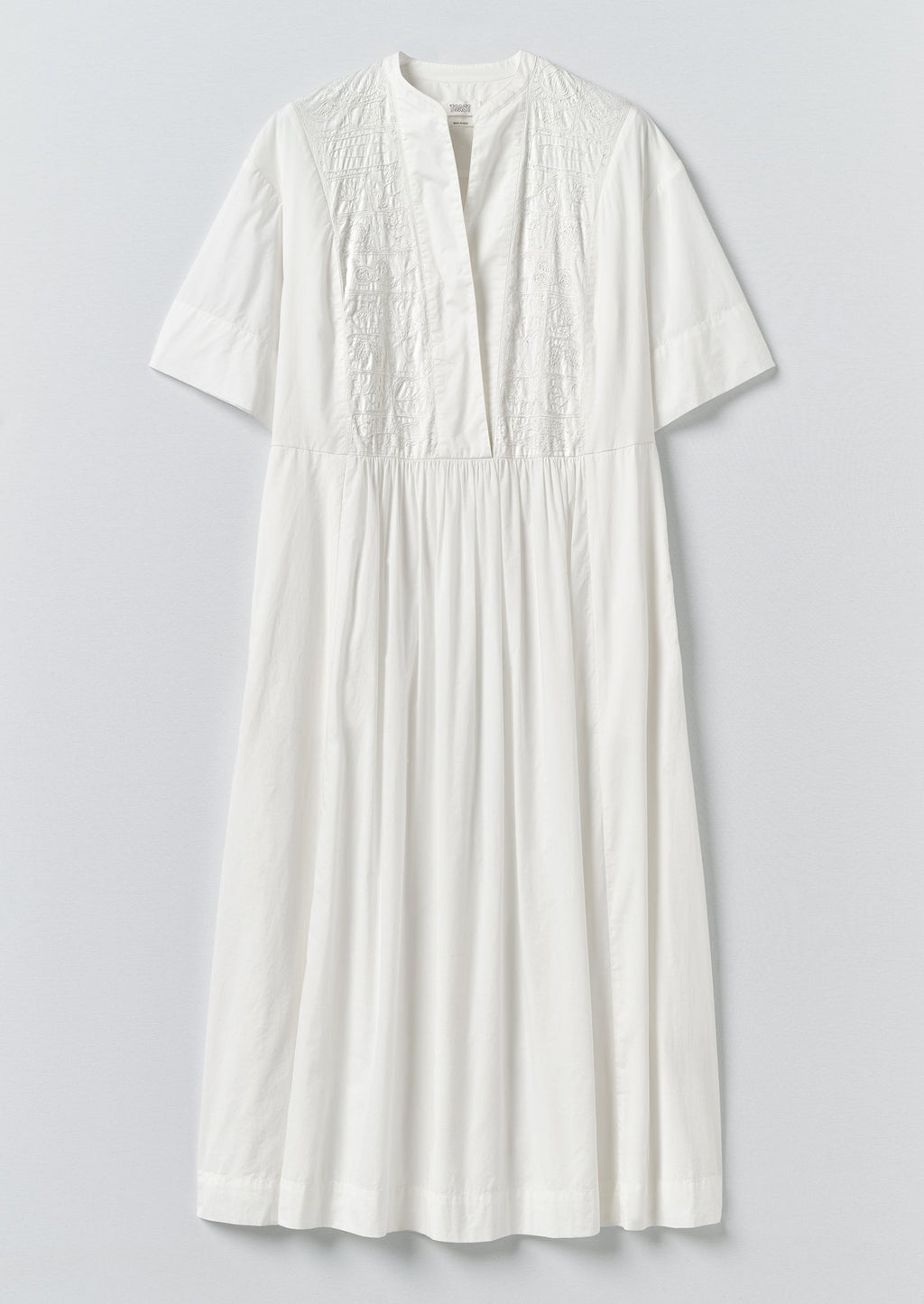 Embroidered Cotton Voile Dress | Chalk White