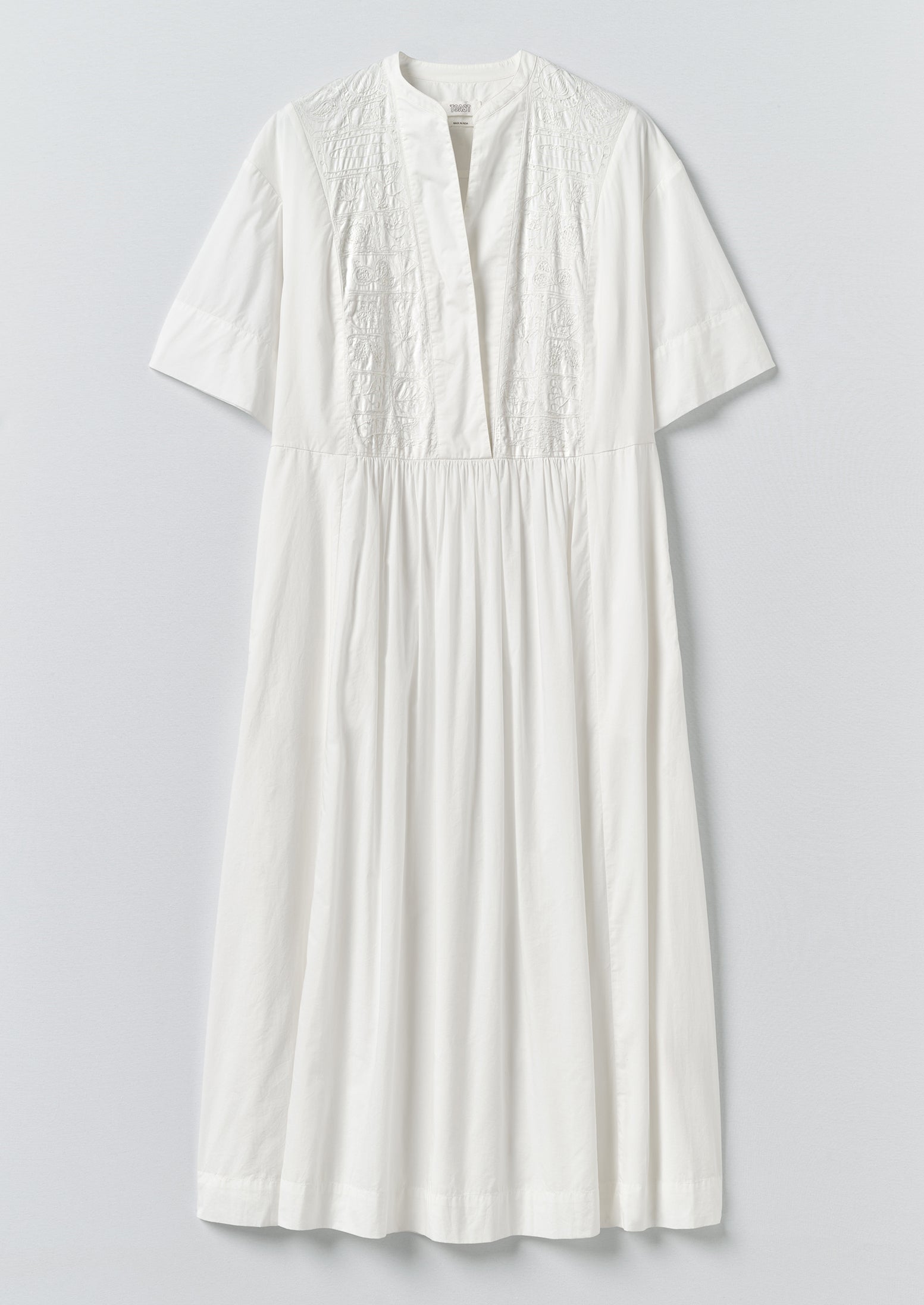 Embroidered Cotton Voile Dress | Chalk White