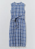 Block Print Patchwork Stripe Dress | Deep Cornflower